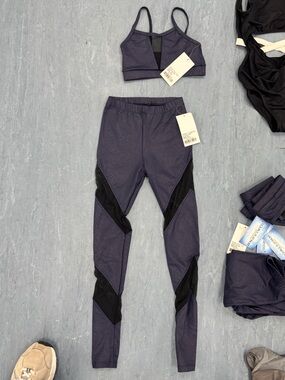 Girls' Purple Active Leggings & Bra top set with Black Panels